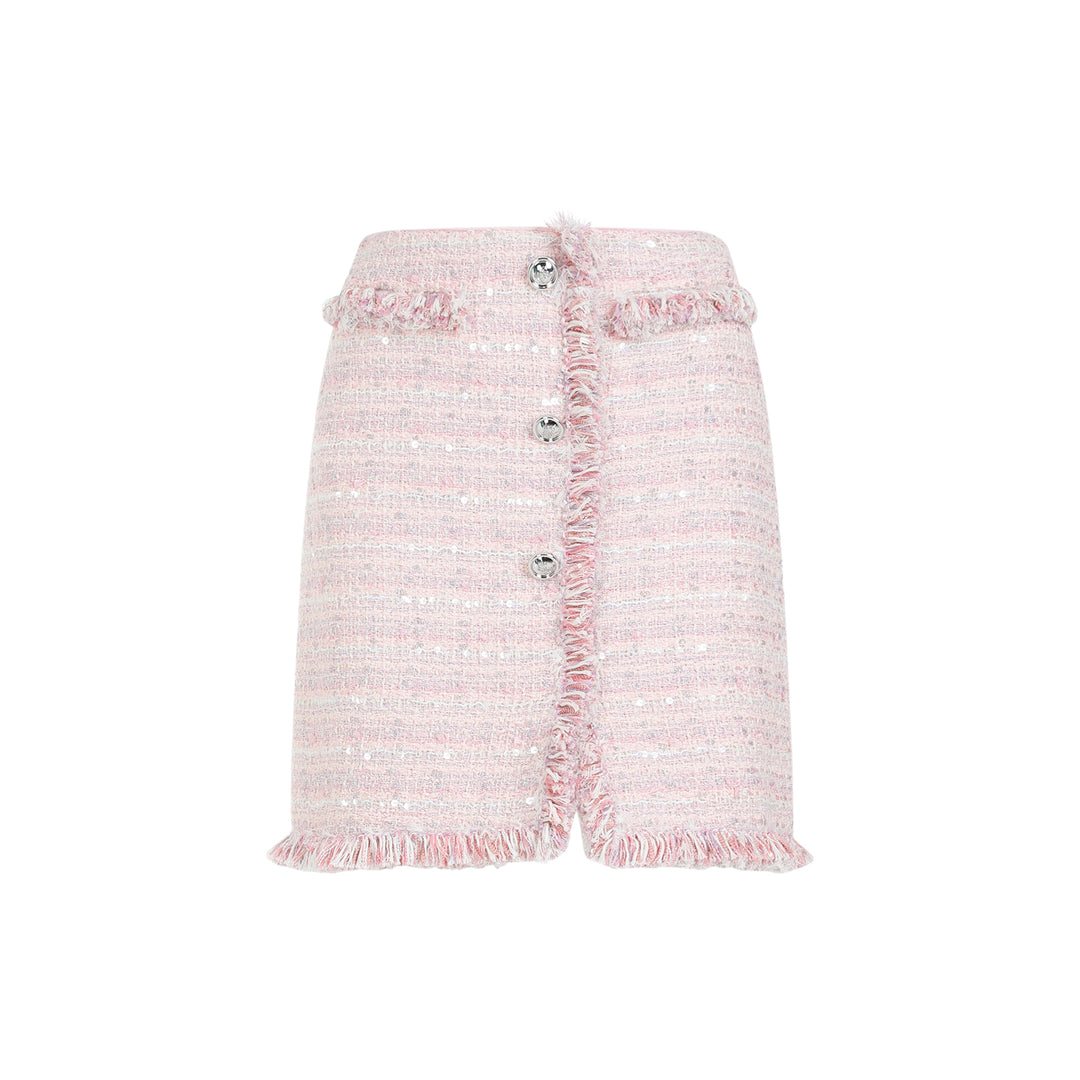 Pink Bouclé Mini Skirt-1