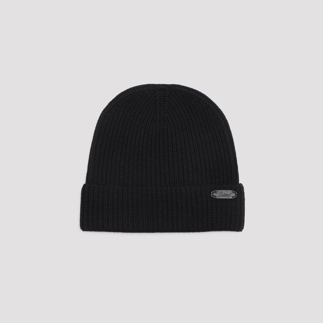 Black Wool Knitted Beanie-0