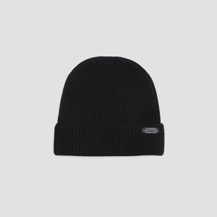 Black Wool Knitted Beanie-0