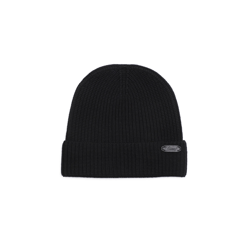 Black Wool Knitted Beanie-1