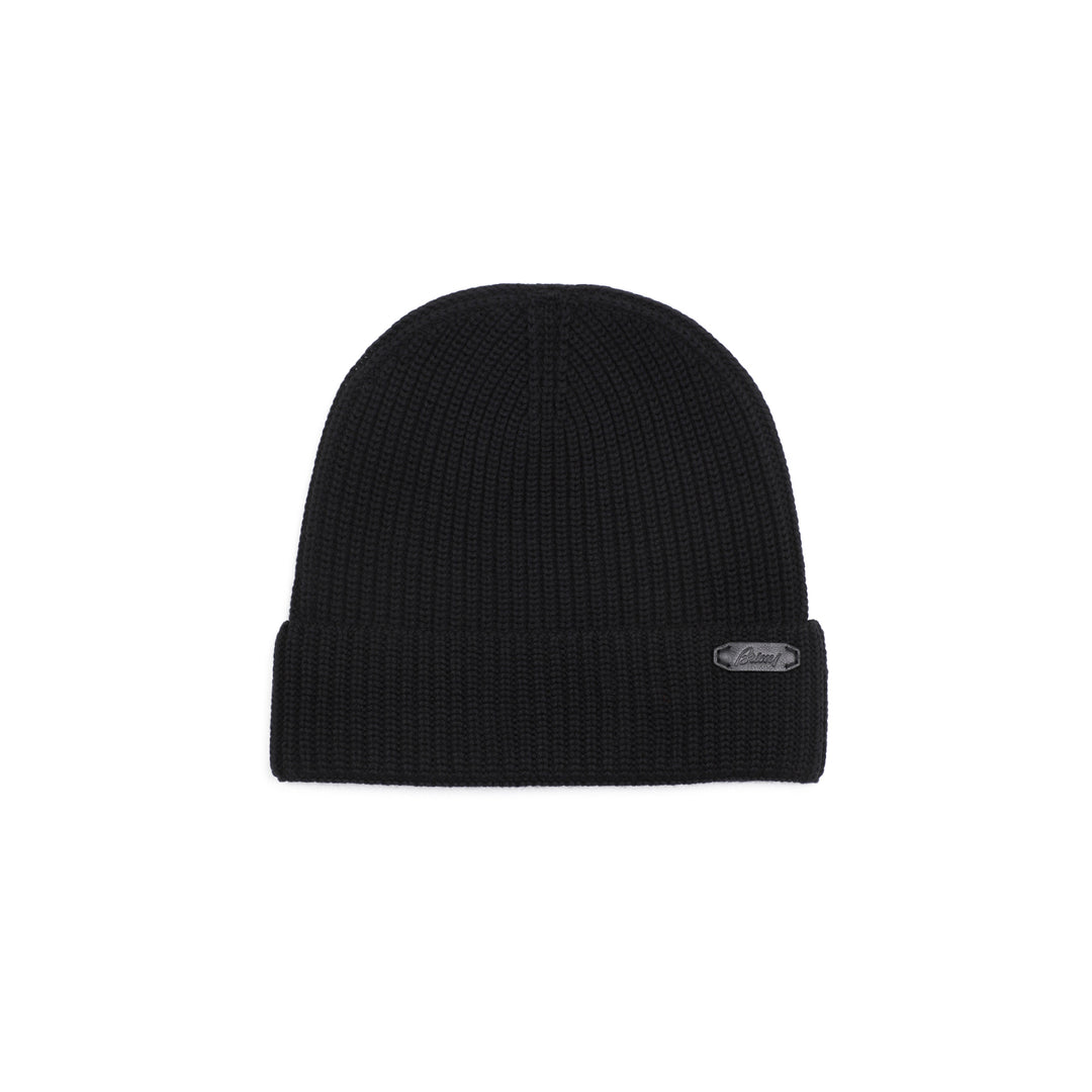 Black Wool Knitted Beanie-1