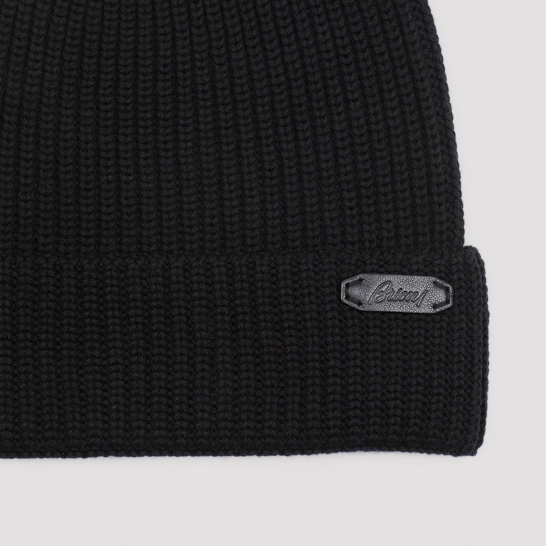 Black Wool Knitted Beanie-3