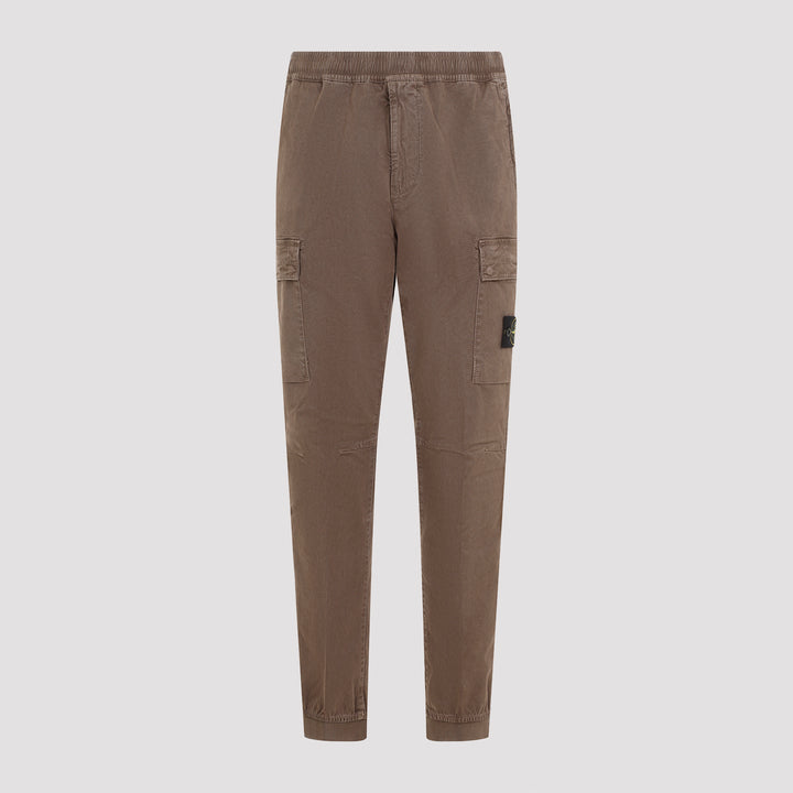 Brown Regular Tapered Cotton Pants-0