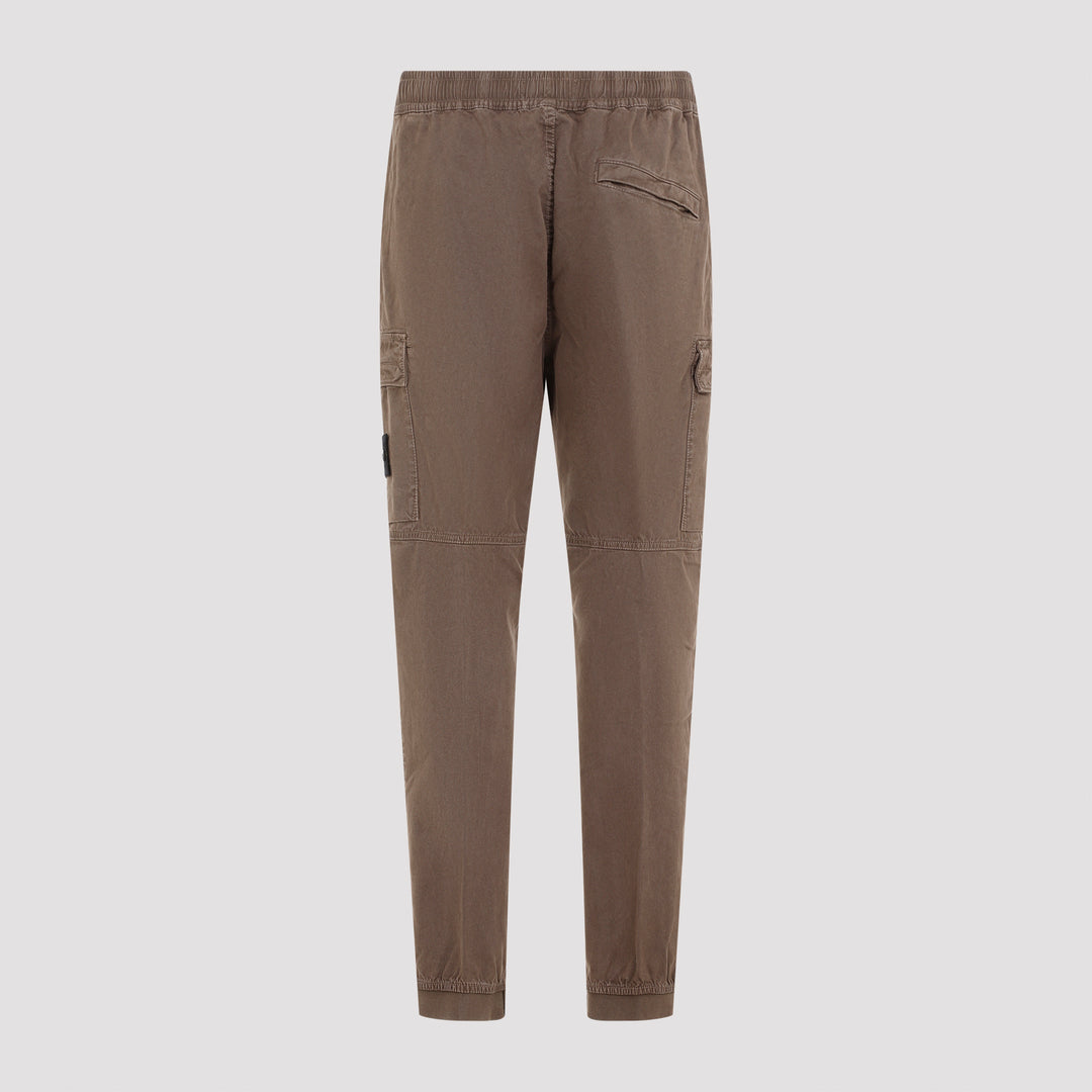 Brown Regular Tapered Cotton Pants-3