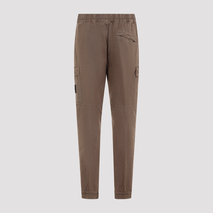 Brown Regular Tapered Cotton Pants-3