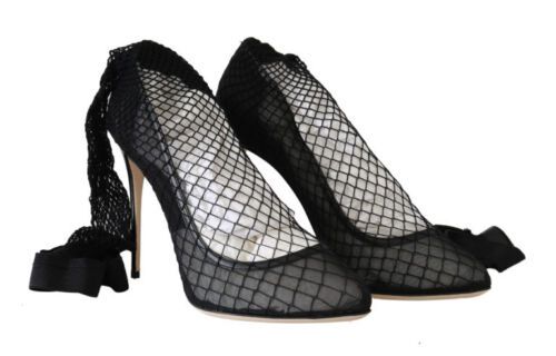 Elegant Netted Sock Pumps in Timeless Black