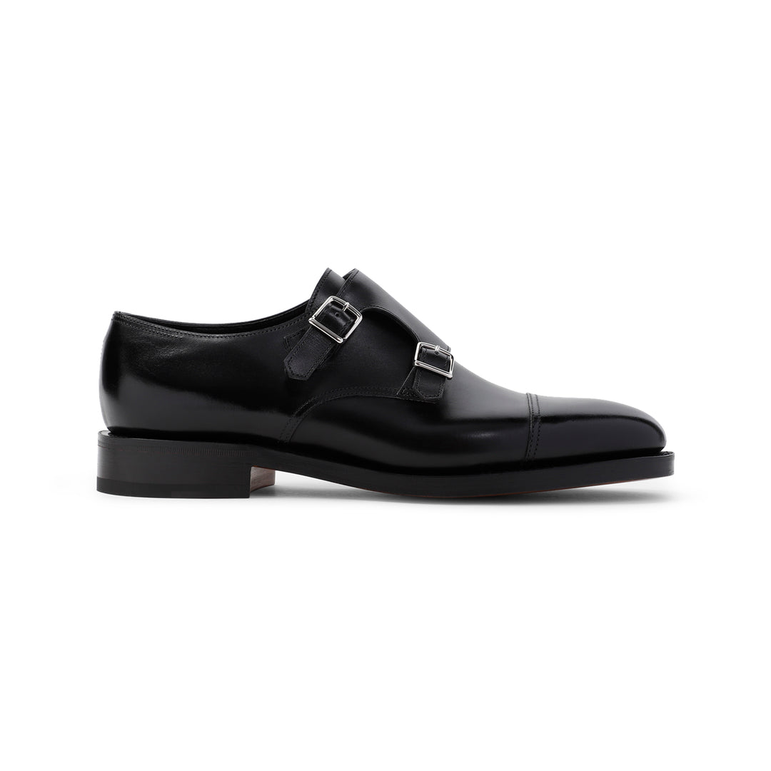 Black Calf Leather William Buckled Shoes-1