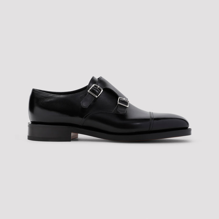 Black Calf Leather William Buckled Shoes-2