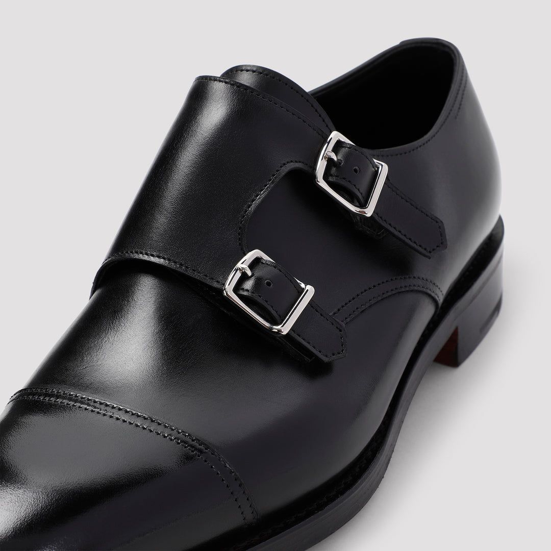 Black Calf Leather William Buckled Shoes-5