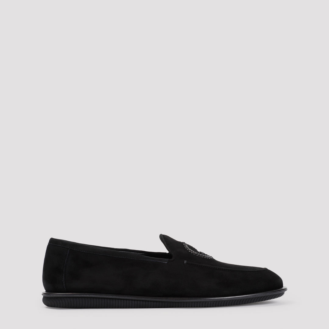 Black Goat Leather Slip-On Mules-0