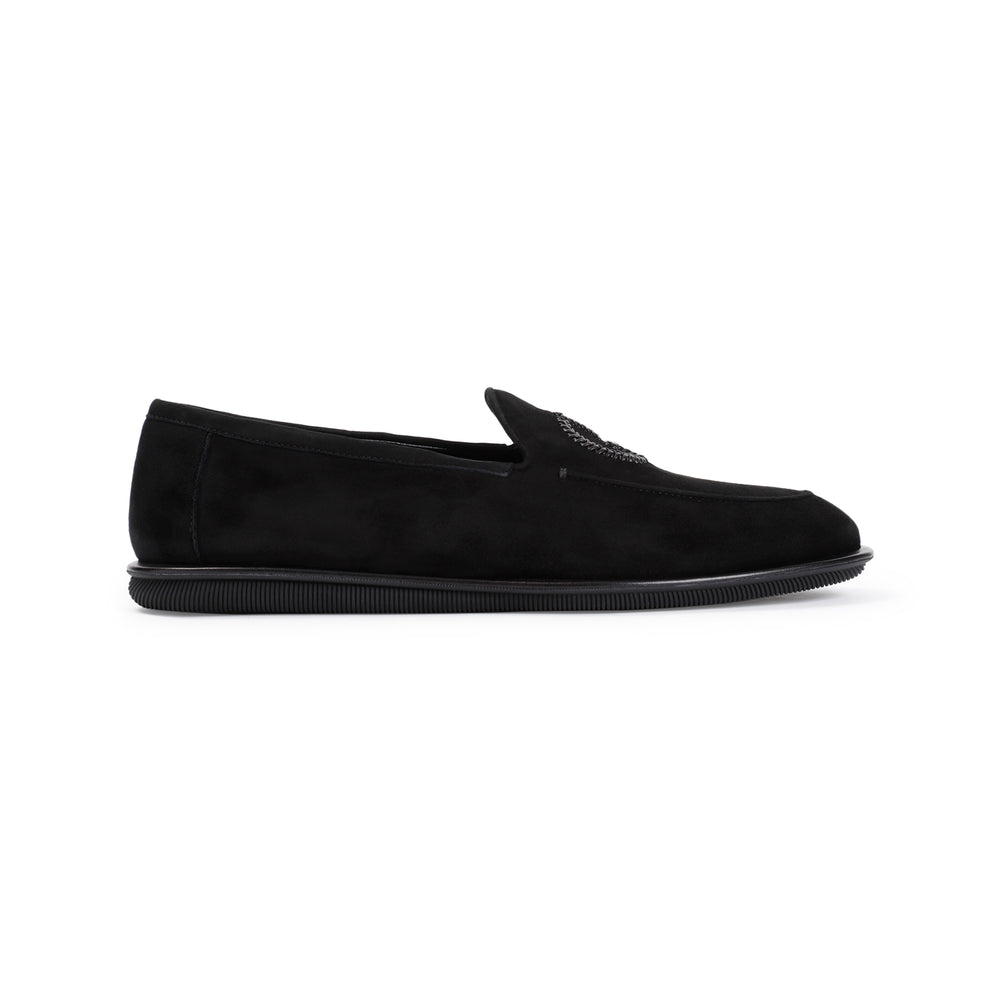 Black Goat Leather Slip-On Mules-1