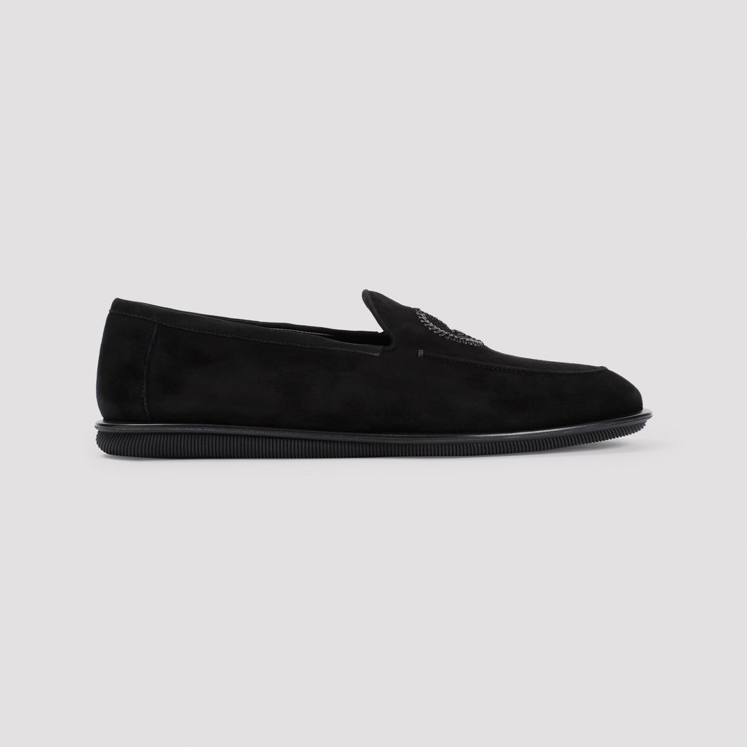 Black Goat Leather Slip-On Mules-2