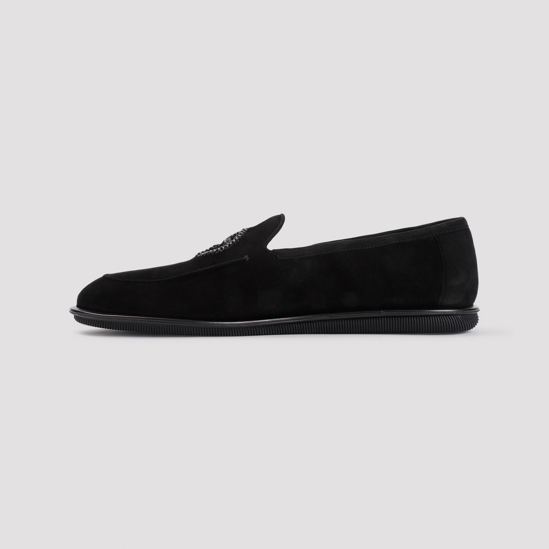 Black Goat Leather Slip-On Mules-3