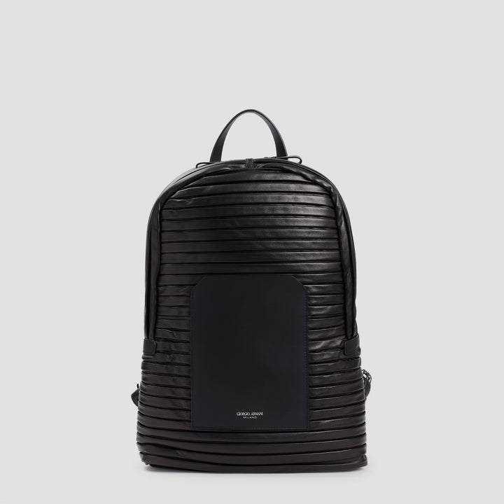 Black Lamb Leather Backpack-0