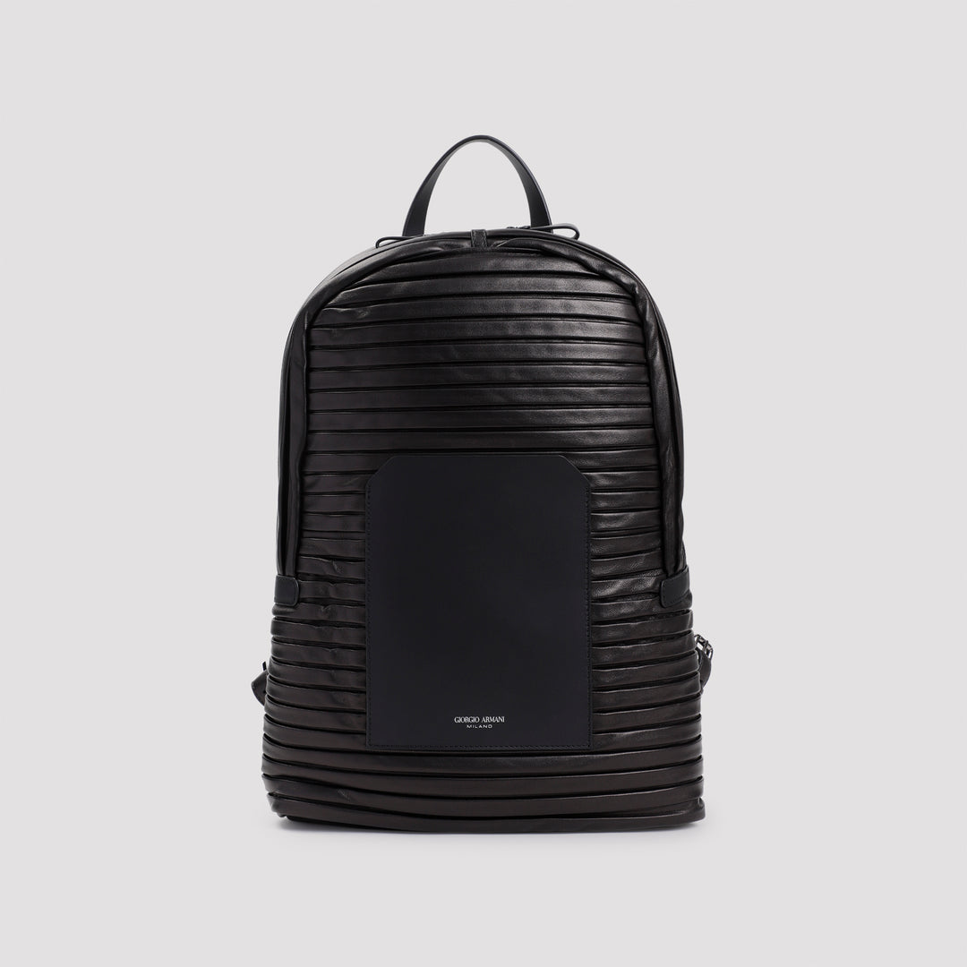 Black Lamb Leather Backpack-2