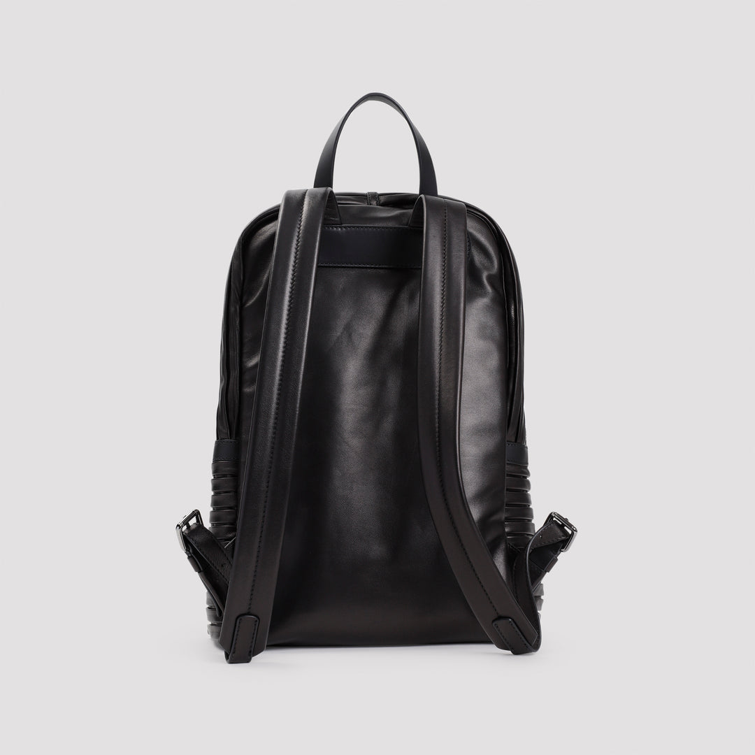 Black Lamb Leather Backpack-3