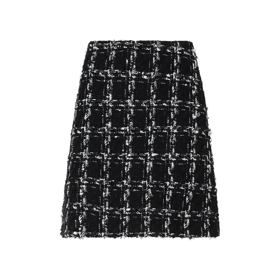 Black and White Polyester Mini Skirt-1