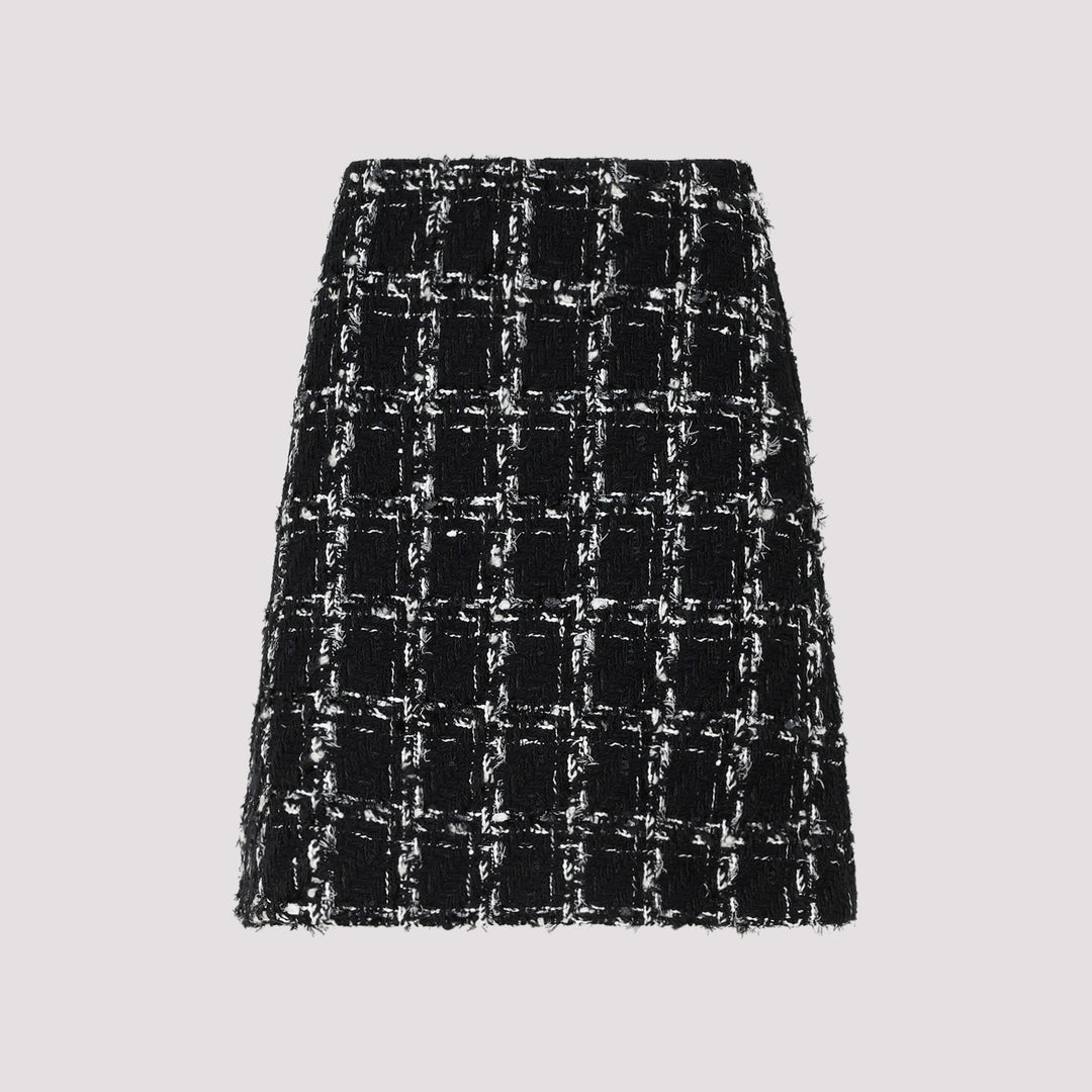 Black and White Polyester Mini Skirt-2