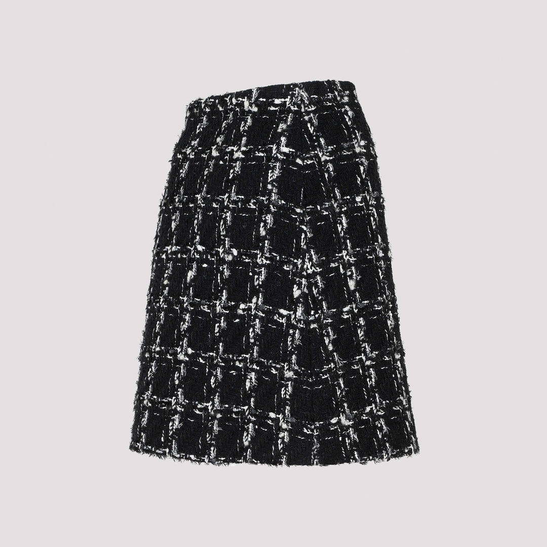 Black and White Polyester Mini Skirt-4