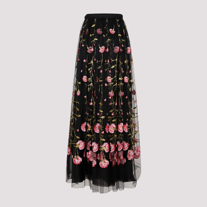 Black Rose Polyester Midi Skirt-3