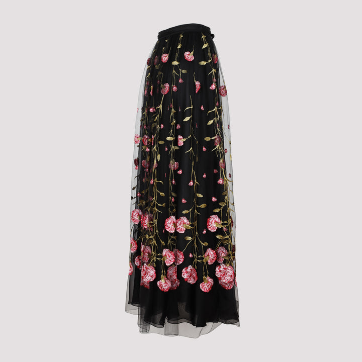 Black Rose Polyester Midi Skirt-4