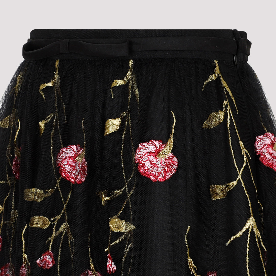 Black Rose Polyester Midi Skirt-5