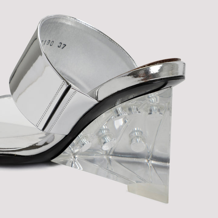 Silver Calf Leather Sandals-5