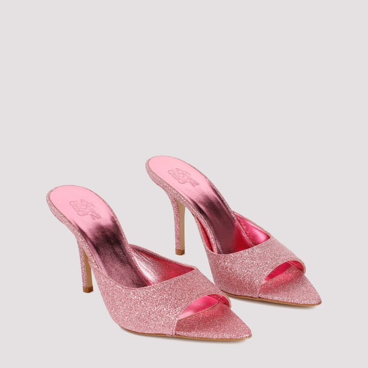 Dark Pink Glitter Perni Mules-4