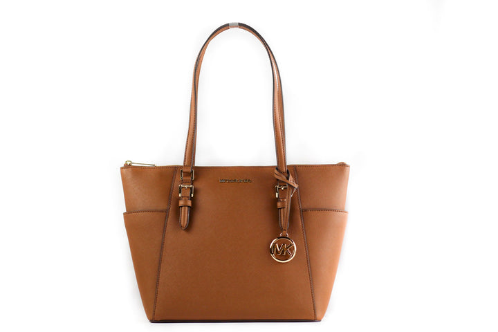 Charlotte Signature Leather Large Top Zip Tote Handbag Bag