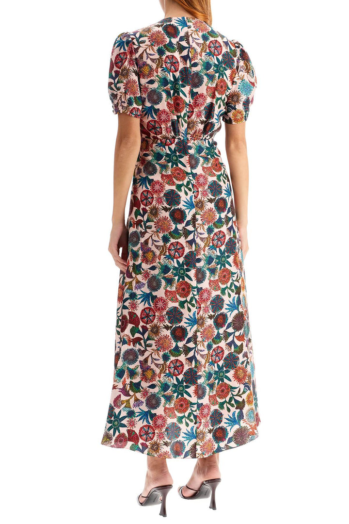 'lea' long dress in printed silk-2