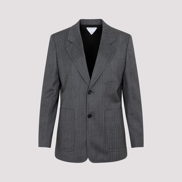 Grey Wool Chevron Jacket-0