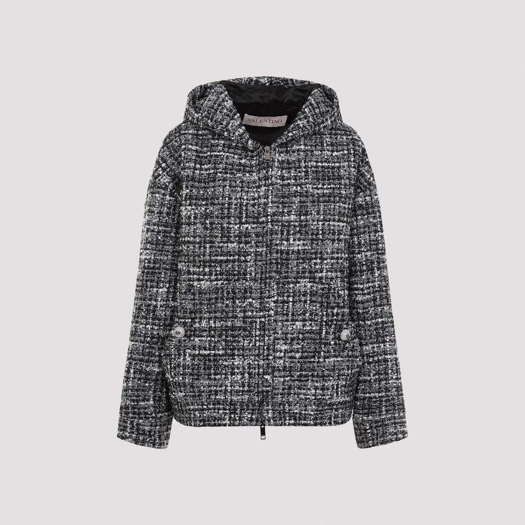 Black Grey Double Tweed Cotton Jacket-0