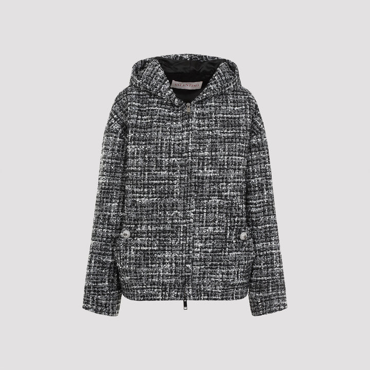 Black Grey Double Tweed Cotton Jacket-0