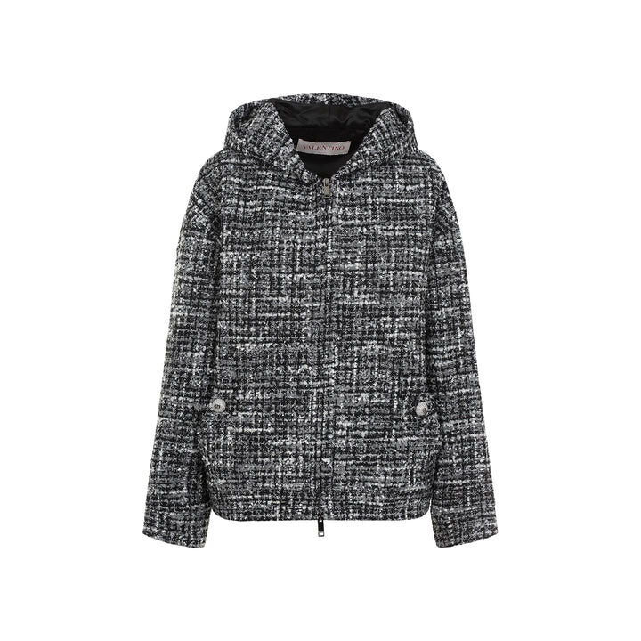 Black Grey Double Tweed Cotton Jacket-1