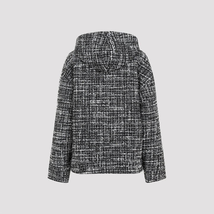 Black Grey Double Tweed Cotton Jacket-3