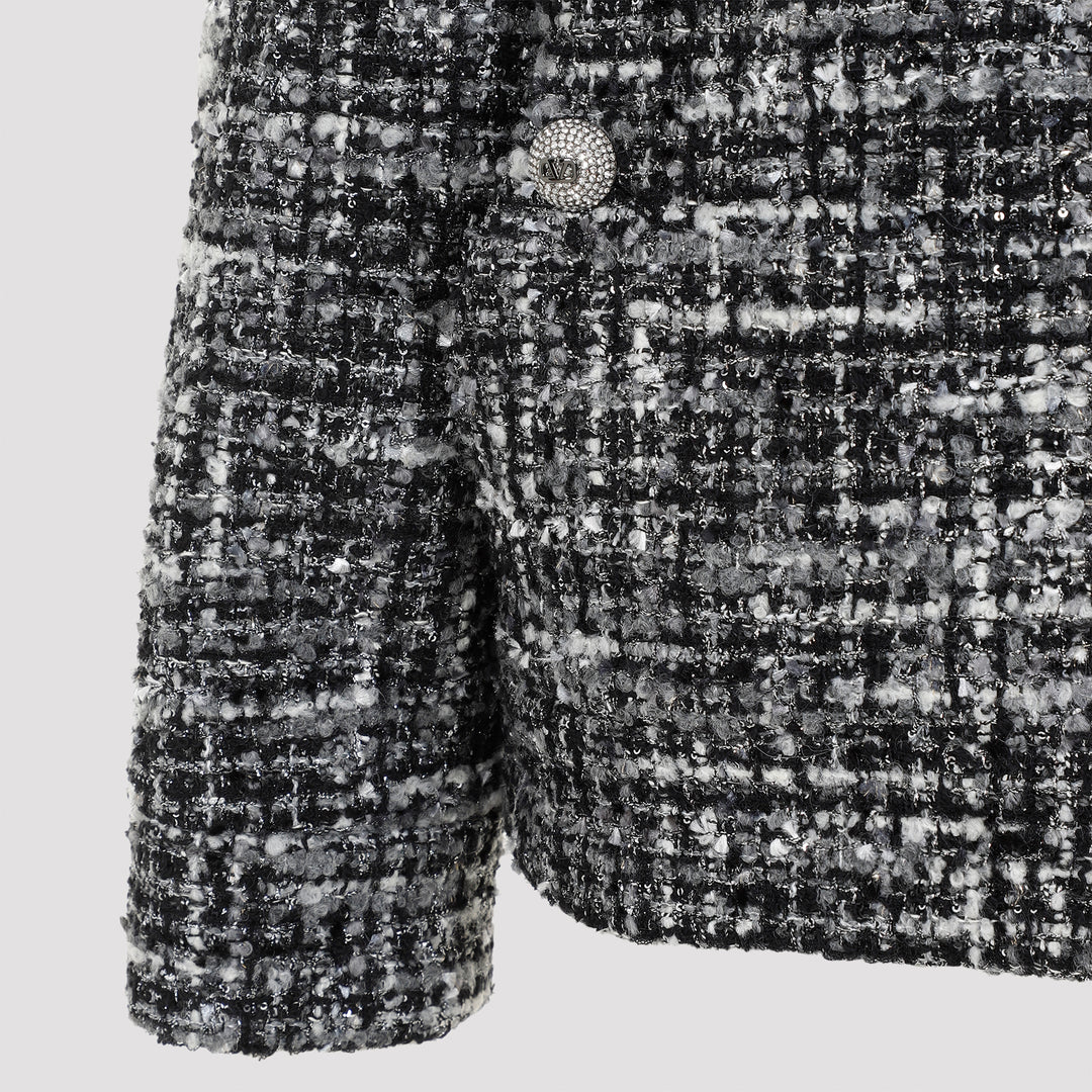 Black Grey Double Tweed Cotton Jacket-4