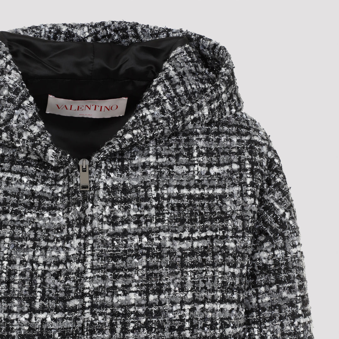 Black Grey Double Tweed Cotton Jacket-5