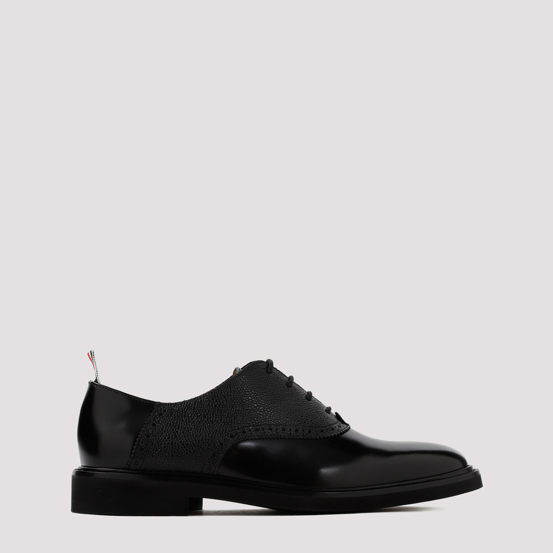 Black Leather Saddle Shoes-0