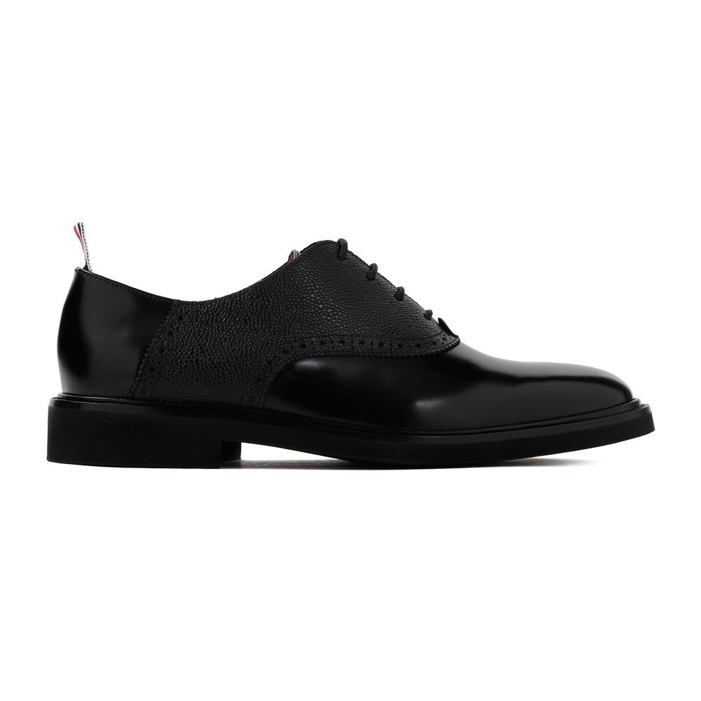 Black Leather Saddle Shoes-1