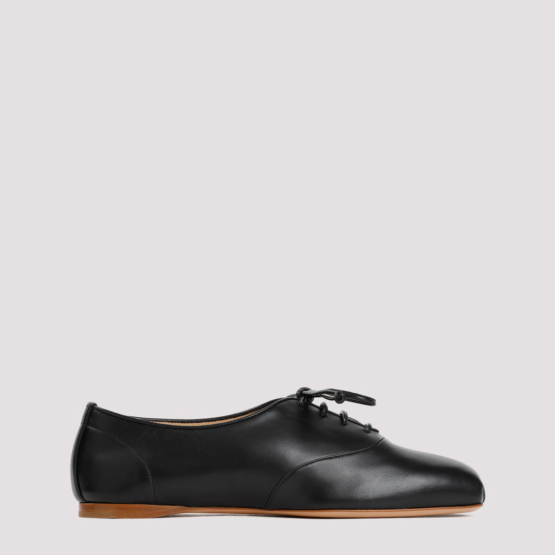 Black Nappa Lamb Leather May Flat-0