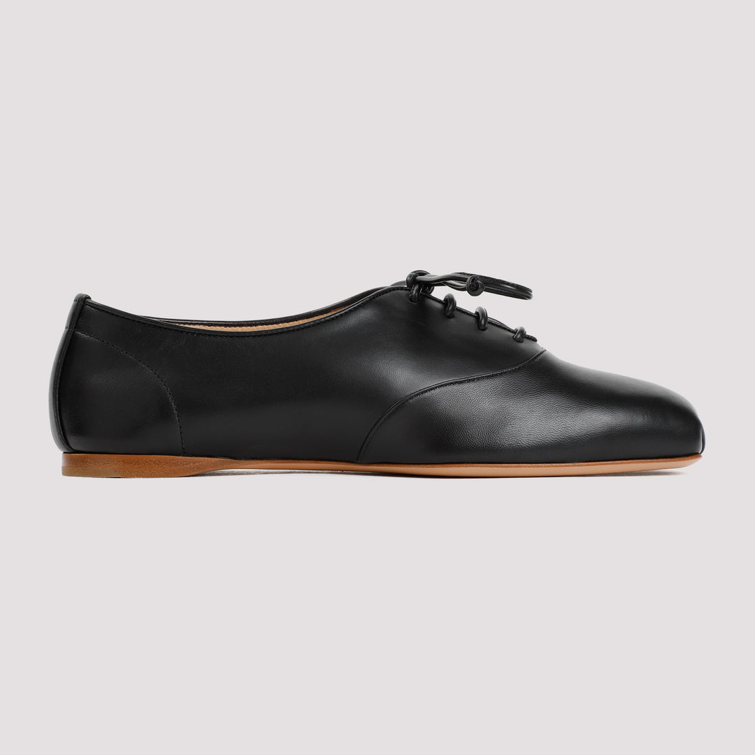 Black Nappa Lamb Leather May Flat-2