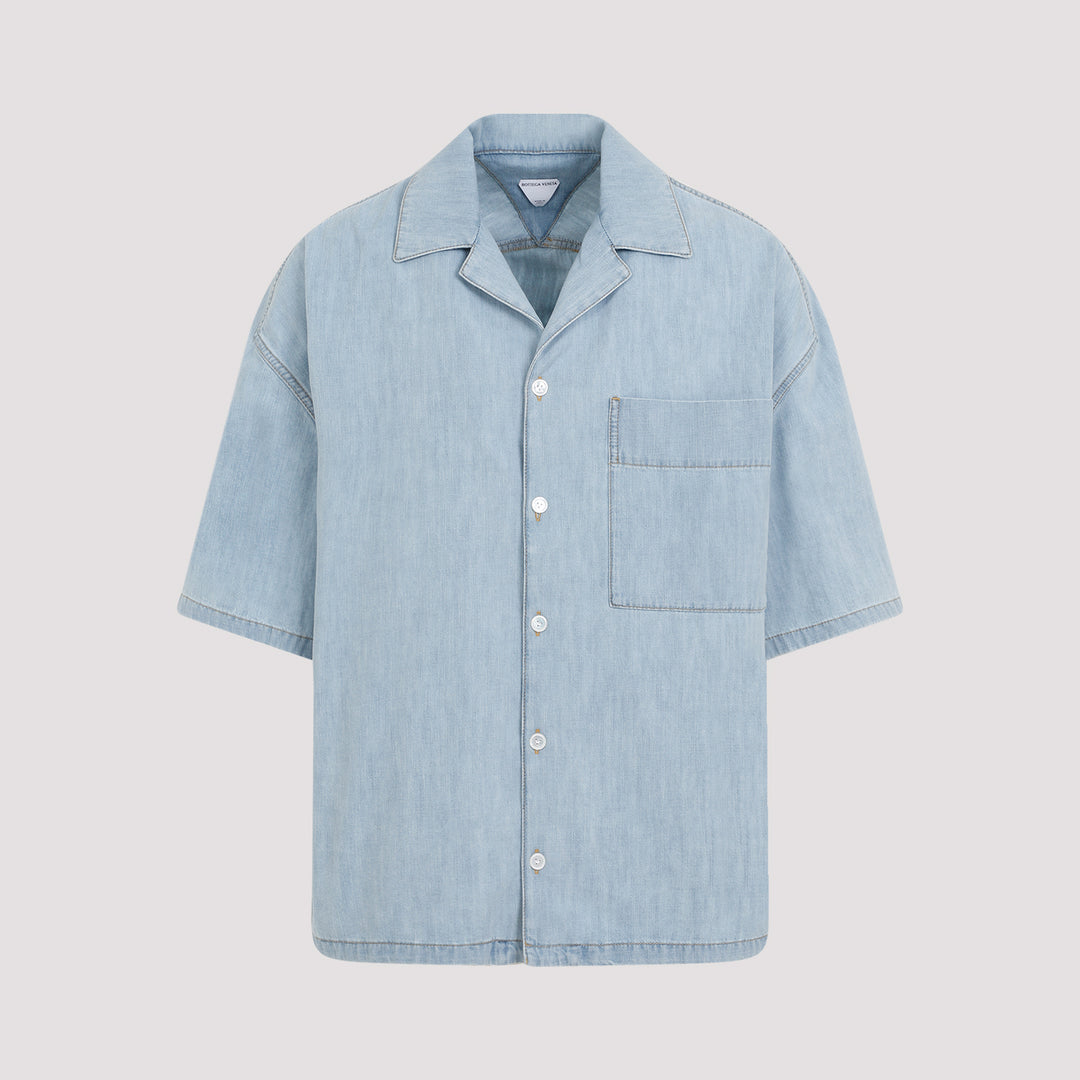 Light Bleach Blue Cotton Chambray Shirt-0