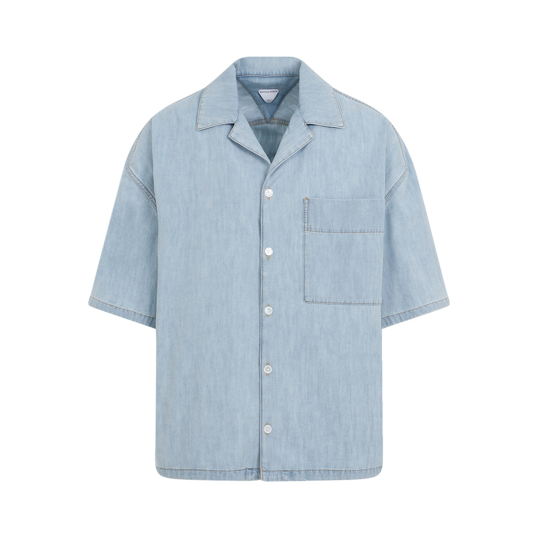 Light Bleach Blue Cotton Chambray Shirt-1