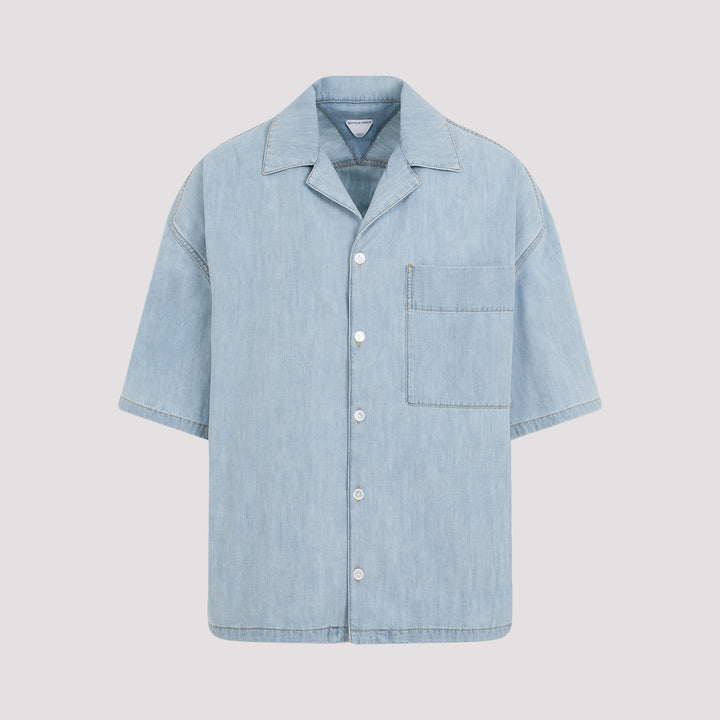 Light Bleach Blue Cotton Chambray Shirt-2