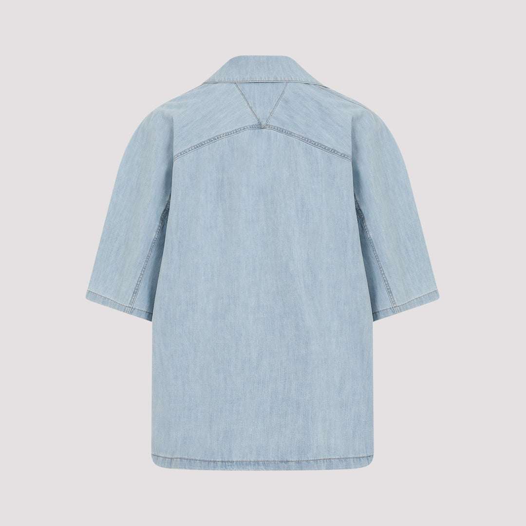 Light Bleach Blue Cotton Chambray Shirt-3