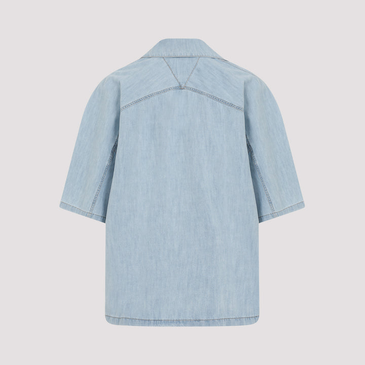 Light Bleach Blue Cotton Chambray Shirt-3