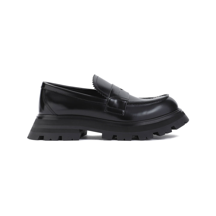 Black Brushed Calf Leather Loafers-1