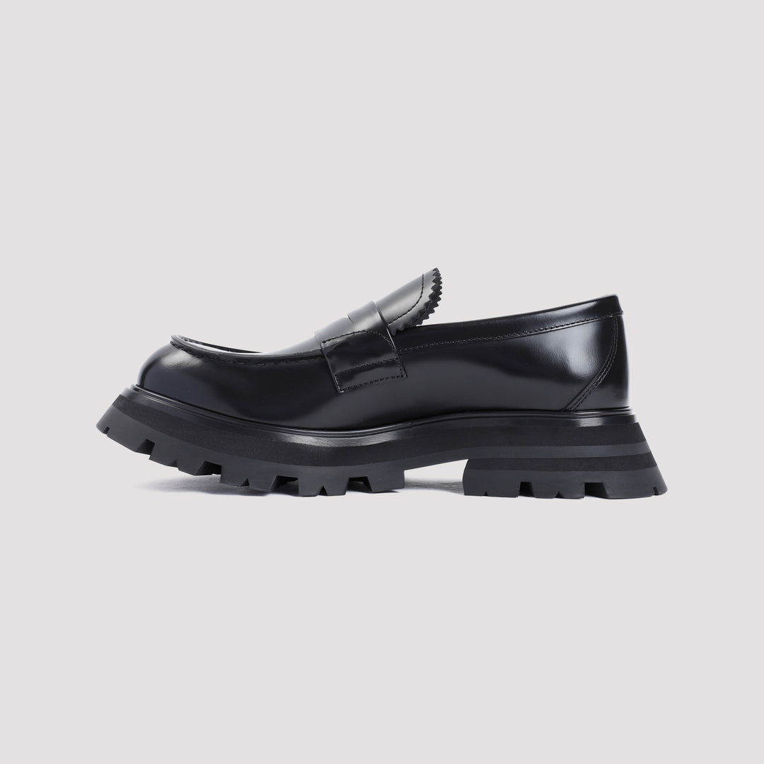 Black Brushed Calf Leather Loafers-3