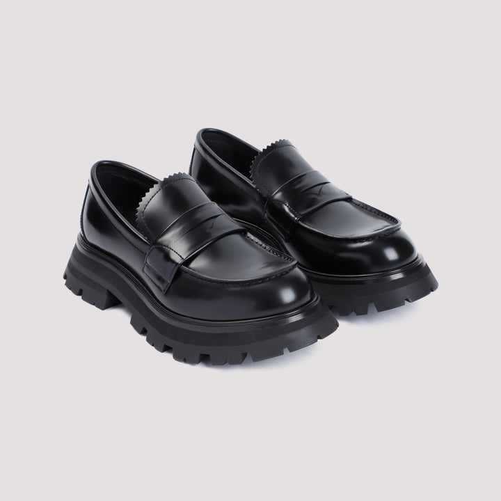 Black Brushed Calf Leather Loafers-4