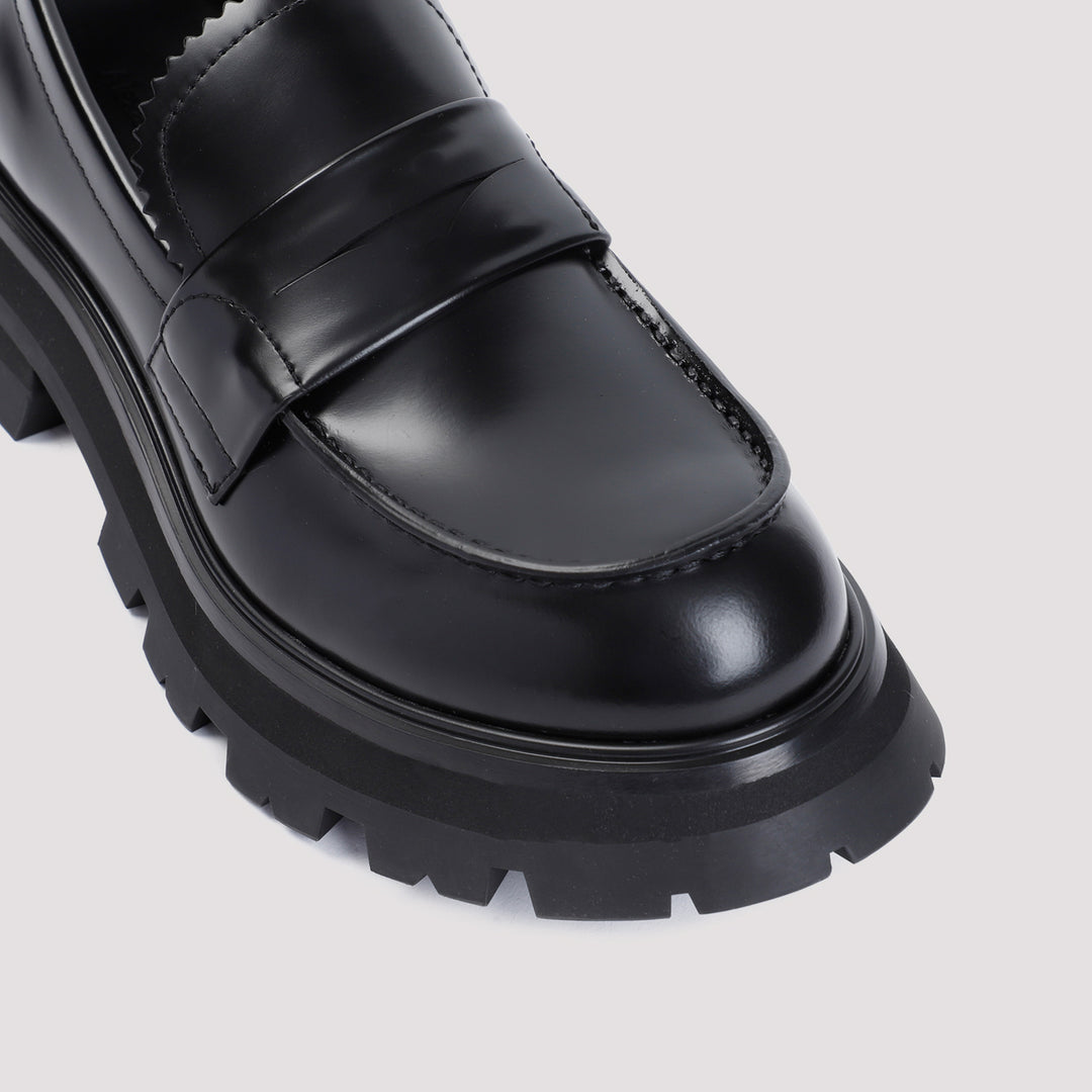 Black Brushed Calf Leather Loafers-5